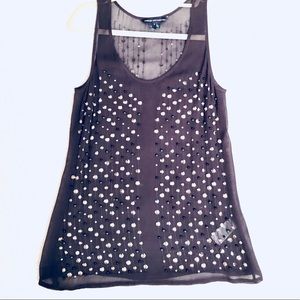 French Connection charcoal studded tank